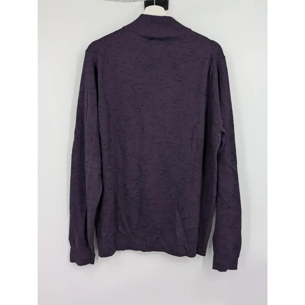 Nordstrom Men's Shop Large Purple Black Cotton Cashmere Quarter Zip Sweater